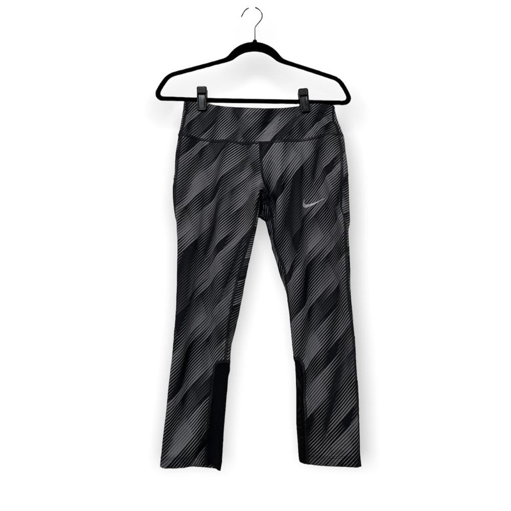 Nike Epic Run Black and Grey Striped Cropped Running, Small